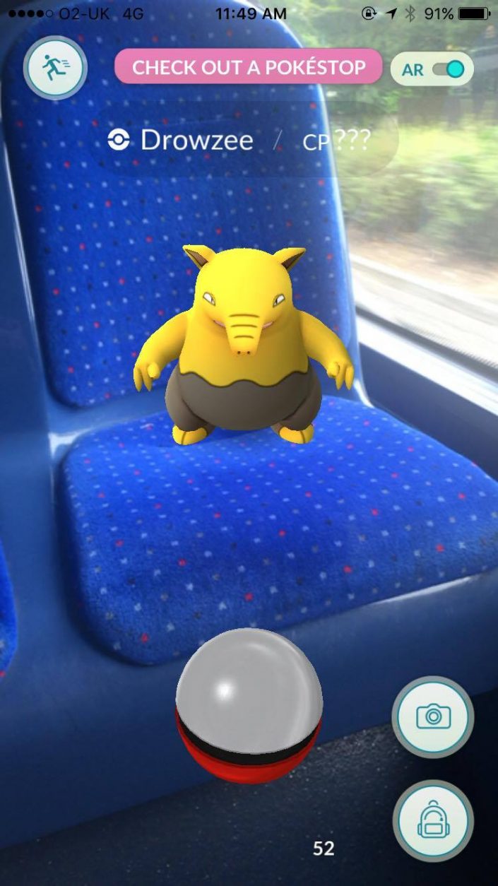 Catching Pokémon on a bus journey